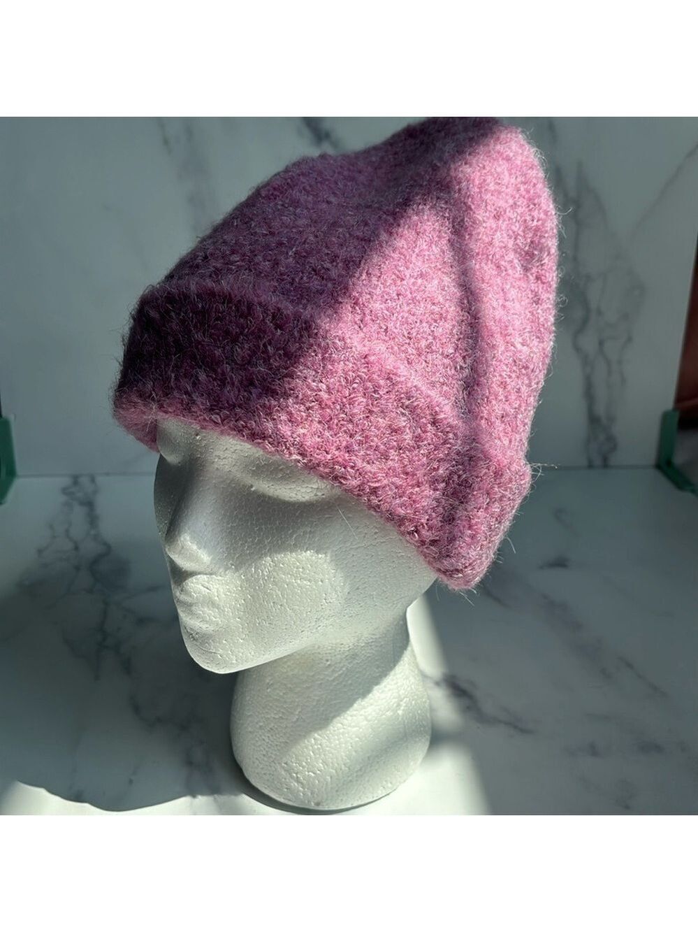 Xandres Fuzzy Heather Pink Beanie Hat Wool Blend Unisex
